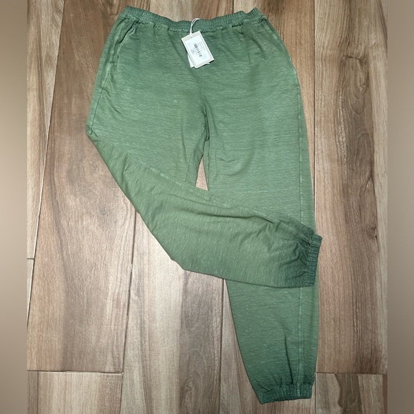 NWT 120% Lino Green Women’s Linen Casual Pants  Sweatpants No Drawstring Italian - Picture 4 of 12